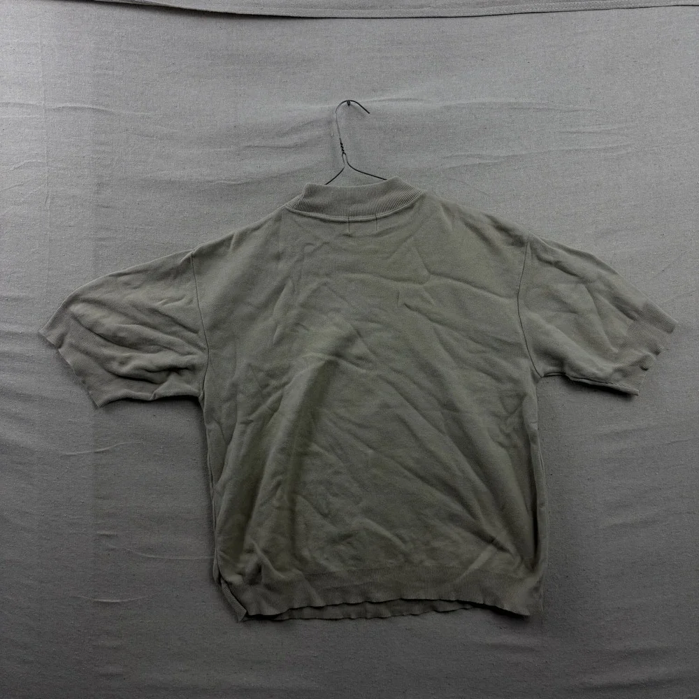 Wills & Co‎ Short Sleeve Knit Sweater Mens Medium Tan Mock Neck Cotton USA Made